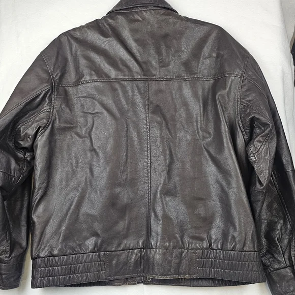 Vtg Lambskin Leather Bomber Jacket Quilted‎ Brown Grunge Top Gun Style Classic